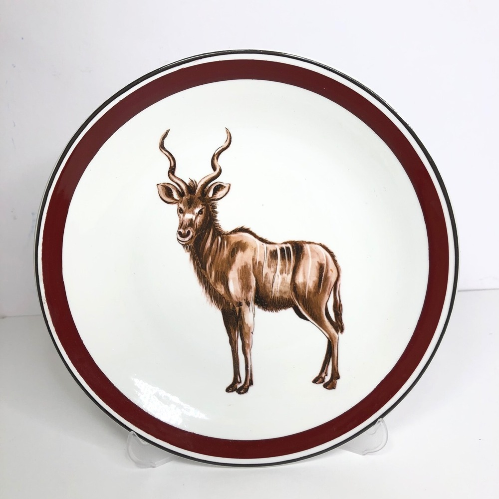 Mottahedeh 9.75" Dinner Plate Safari Kudu Africa Italy Lightweight EUC